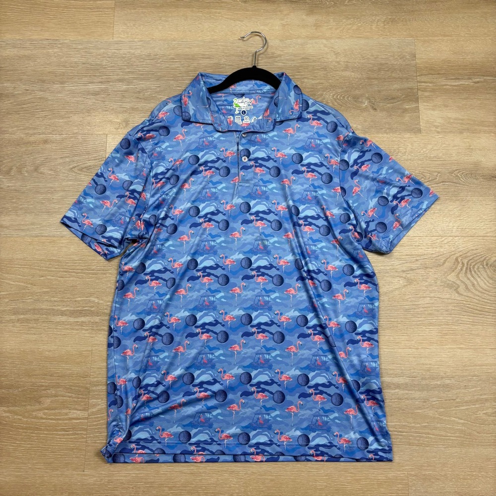 TailorByrd Flamingo Golf Camo Polo Short Sleeve‎ Shirt Men's Large